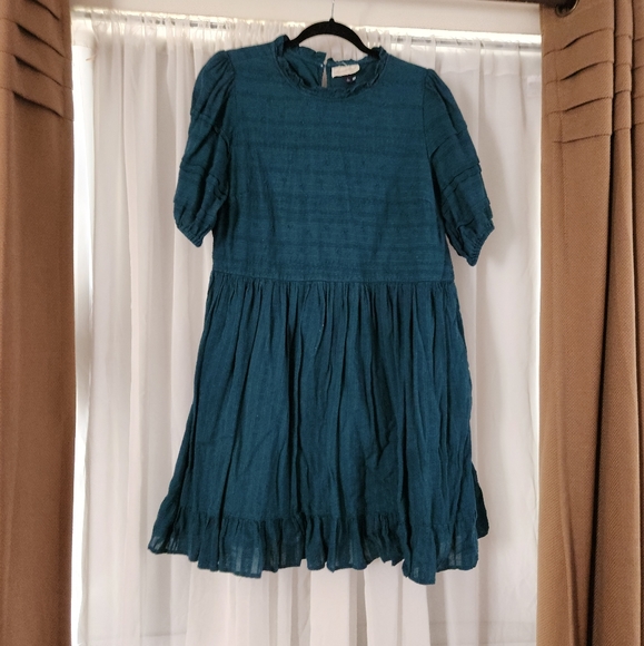 LG Green Teal Dress is great quality lined made with detailed fabric size Large - Picture 1 of 3
